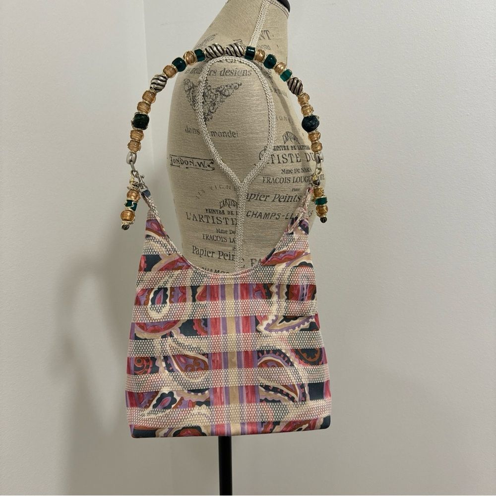 Paisley Print My Destiny Purse Handmade, One of a Kind, Glass Beaded Handle - Picture 1 of 12